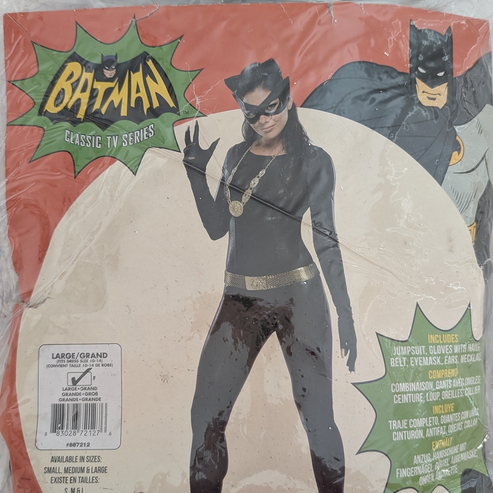 Batman Classic TV Series Catwoman Costume - Black and Gold Adult Women Large